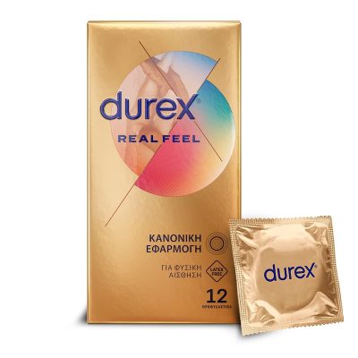 DUREX Προφυλακτικά Real Feel Χωρίς Λάτεξ Κανονική Εφαρμογή 12 Τεμάχια
