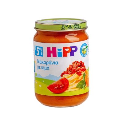 HiPP Bio Βρεφικό Γεύμα Μακαρόνια με Κιμά και Φρέσκια Τομάτα από τον 5ο Μήνα 190g
