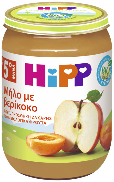 HiPP Βιολογικό Παρασκεύασμα Φρούτων Μήλο με Βερίκοκο από τον 5ο Μήνα 190g