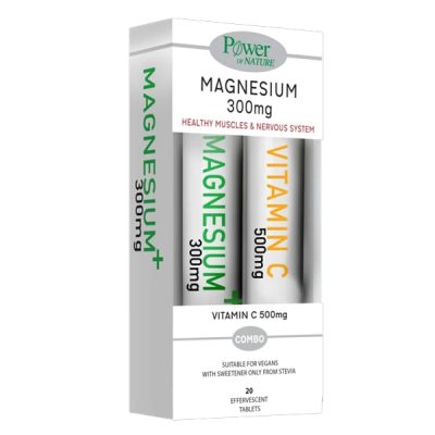 Power of Nature Magnesium 300mg Stevia 20 Αναβράζοντα Δισκία με ΔΩΡΟ Vit. C 500mg 20 Αναβράζοντα Δισκία