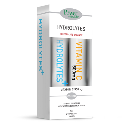 Power of Nature Hydrolytes Stevia 20 Αναβράζοντα Δισκία με ΔΩΡΟ Vitamin C 500mg 20 Αναβράζοντα Δισκία