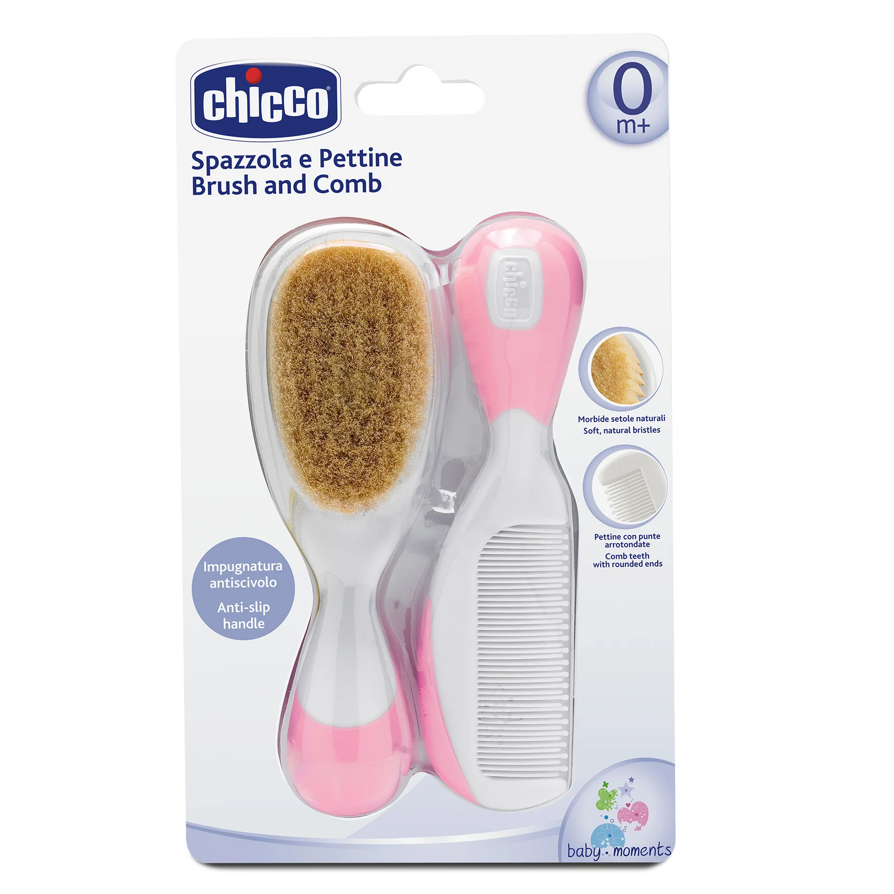 Chicco Βούρτσα-Χτένα Φυσική Τρίχα Ροζ 2 Chicco Βούρτσα-Χτένα Φυσική Τρίχα Ροζ - Image 2