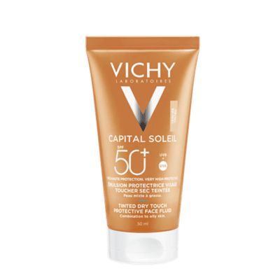 VICHYCAPITAL SOLEILDRY TOUCH PROTECTIVE FACE FLUID SPF50 TINTEDWEBSITEBRIEF PDPMOSAIC 1 2