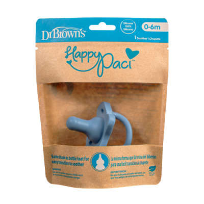 Dr. Brown's HappyPaci Πιπίλα Όλο Σιλικόνη Σιέλ 0-6 Μηνών 1 Τεμάχιο
