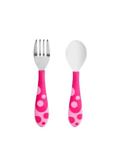 Munchkin Toddler Fork & Spoon Set Ροζ