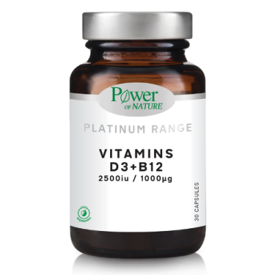 Power of Nature Platinum Vitamins D3 + B12 2500IU/1000μg 30 Κάψουλες