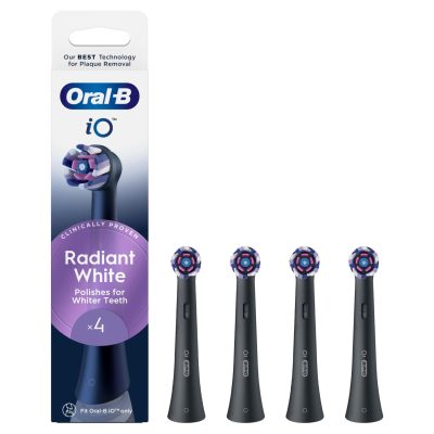 ORAL-B iO Radiant White Μαύρες Ανταλλακτικές Κεφαλές Ηλεκτρικής Οδοντόβουρτσας 4 Τεμάχια
