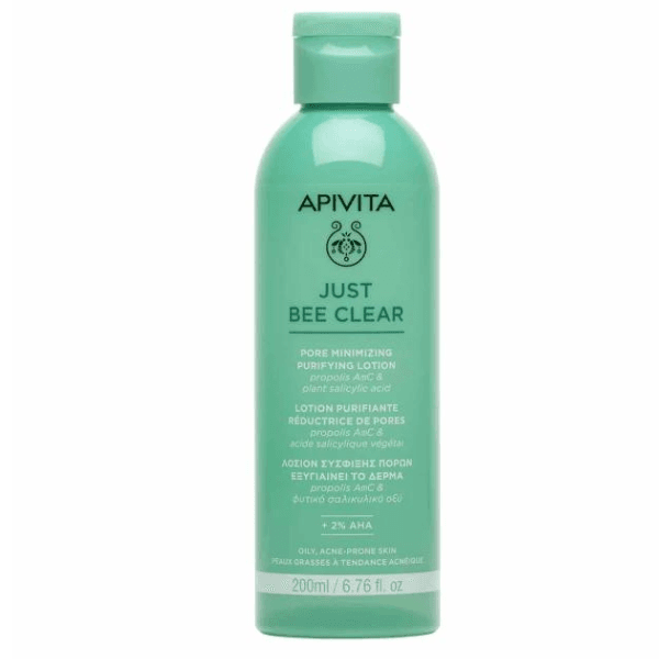 Apivita Just Bee Clear Λοσιόν Σύσφιξης Πόρων-Εξυγιαίνει το Δέρμα Με Πρόπολη AmC & Φυτικό Σαλικυλικό Οξύ 200ml 1 5201279099237