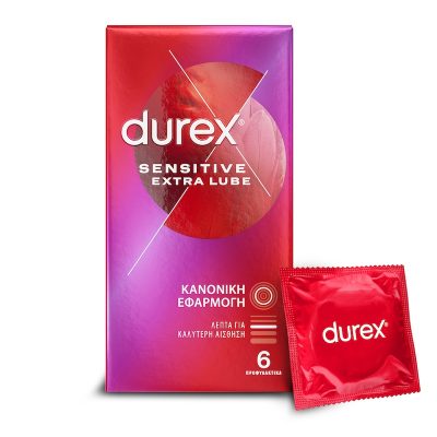DUREX Προφυλακτικά Sensitive Extra Lube Κανονική Εφαρμογή 6 Τεμάχια