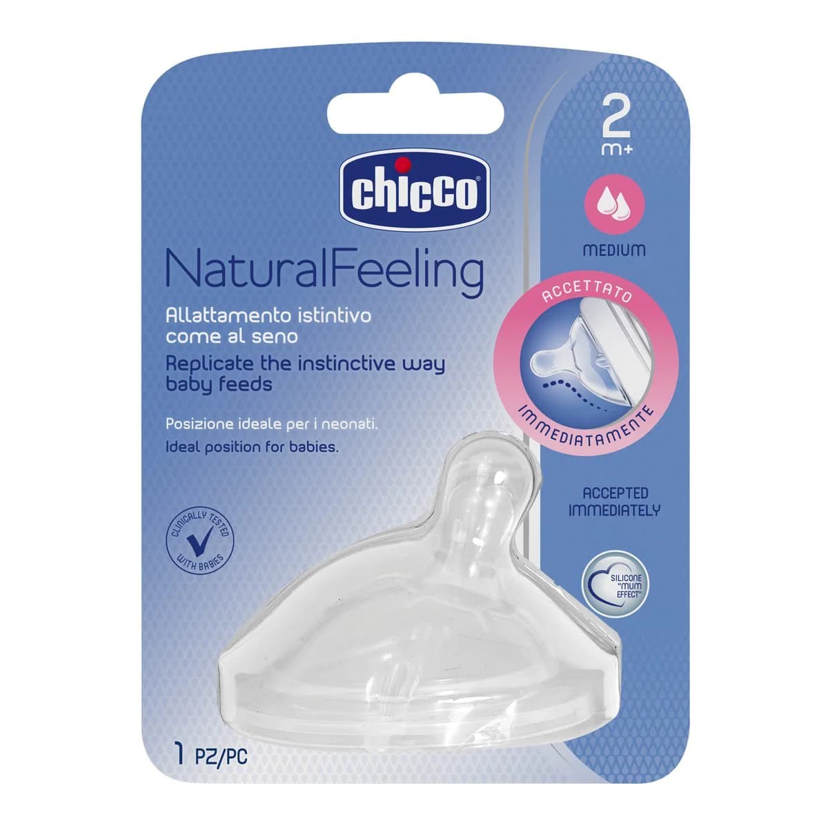 Chicco Natural Feeling Θηλή Σιλικόνης 2m+ 1Τεμάχιο 1 Product16901.Photo1.Original