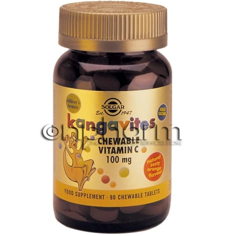 Solgar Kangavites Vitamin C 100mg 90 Μασώμενες Ταμπλέτες Γεύση Πορτοκάλι 1 Product5725.Photo1.Original