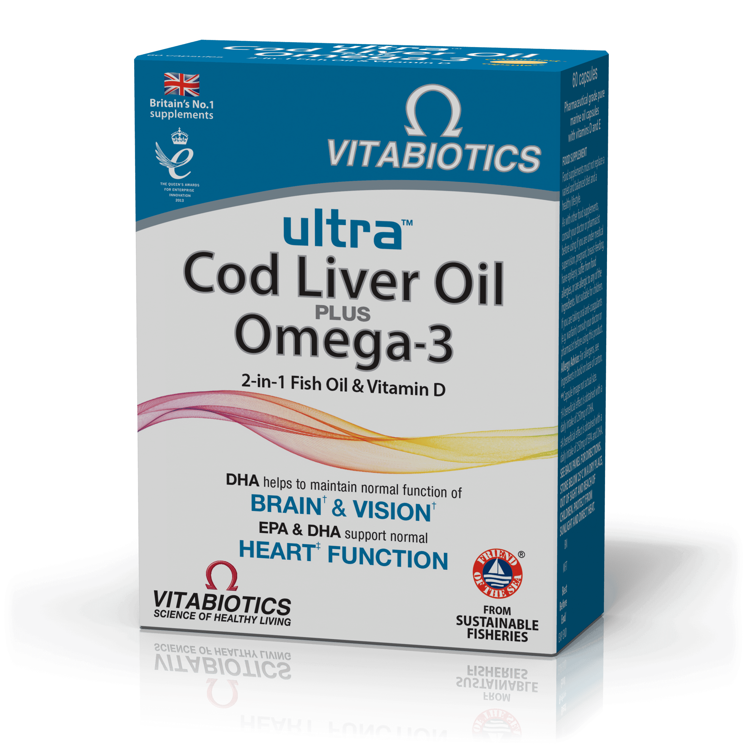 Vitabiotics Ultra 2 in 1 Cod Liver Oil Capsules, 60's 1 Product6265.Photo1.Original