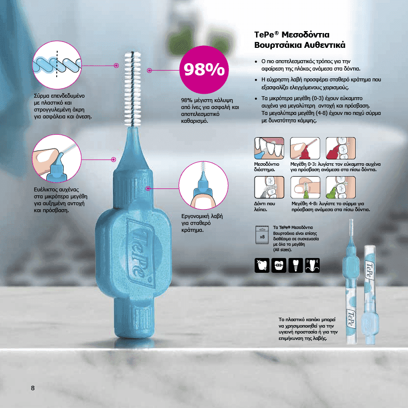 TePe Μεσοδόντια Βουρτσάκια Μέγεθος ISO: 3 (0.6 mm) Μπλε 8 Τεμάχια 3 TePe_Cat_2020_PART-I1024_8