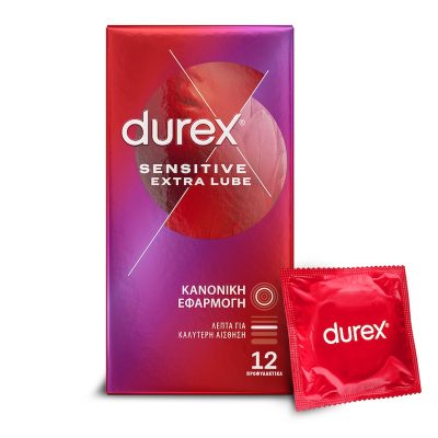 DUREX Προφυλακτικά Sensitive Extra Lube Κανονική Εφαρμογή 12 Τεμάχια