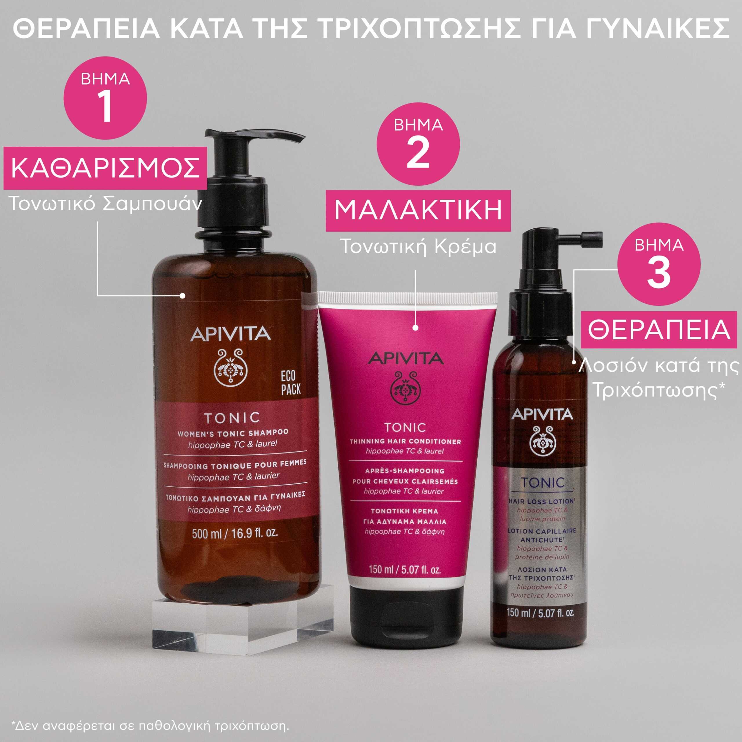 Apivita Τονωτικό Σαμπουάν Κατά της Τριχόπτωσης για Γυναίκες Ecopack 500ml 5 5201279077846_TONIC_WOMENS-SHAMPOO_ROUTINE_6 (2)