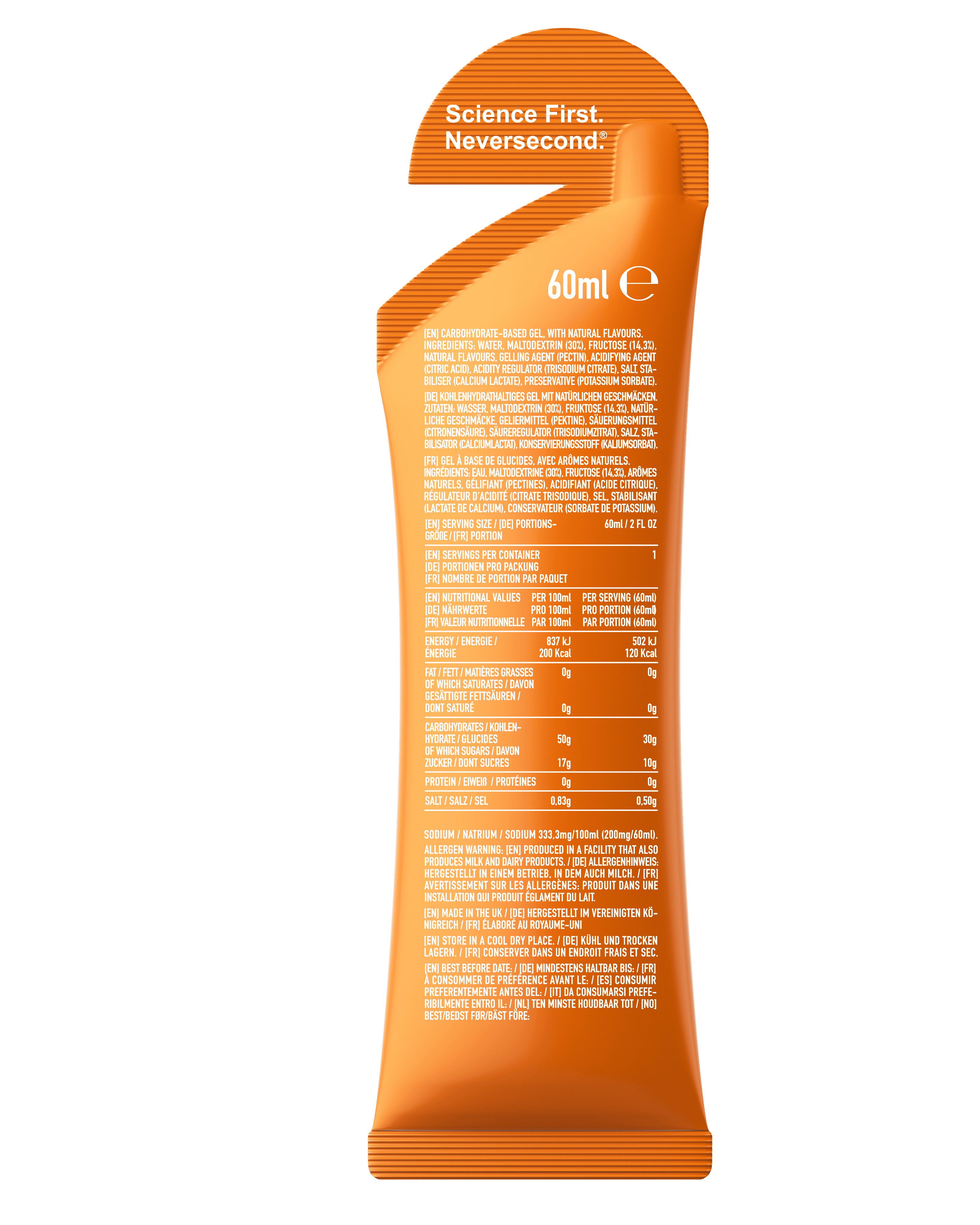 NEVERSECOND C30 Energy Gel Orange 60ml 2 NS-EU-ORANGE-120623