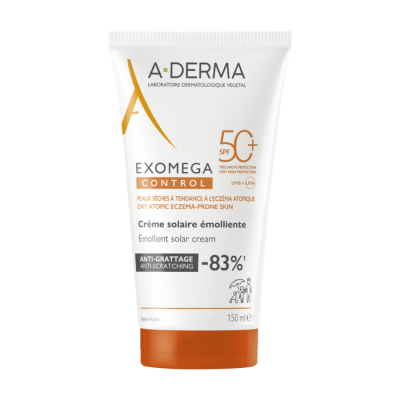 A-DERMA Exomega Control Μαλακτική Αντηλιακή Φροντίδα SPF50+ 150ml