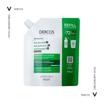 Vichy Anti-Dandruff DS Σαμπουάν κατά της Ξηροδερμίας,Πιτυρίδας και του Κνησμού για Κανονικά - Λιπαρά Μαλλιά Οικολογική Συσκευασία Refill 390ml.