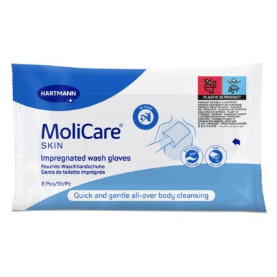 Hartmann MoliCare Skin Προεμποτισμένα Γάντια Καθαρισμού Σώματος χωρίς Χρήση Νερού 8 Τεμάχια