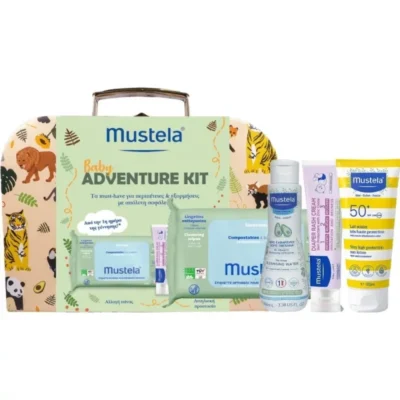 Mustela Promo Cleansing Wipes Compost 60 Τεμάχια,Cleansing Water 100ml,123 Vitamin Barrier Cream 50ml,Sun Lotion Very High Protection Spf50+ 40ml & Metalic Case 1 Τεμάχιο & Baby on Board Sticker 1 Τεμάχιο