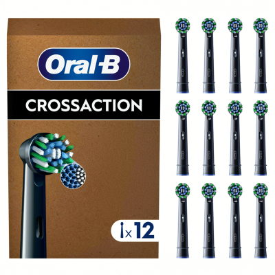 ORAL-B CrossAction Μαύρες Ανταλλακτικές Κεφαλές Ηλεκτρικής Οδοντόβουρτσας 12 Τεμάχια