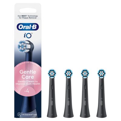 ORAL-B iO Gentle Care Μαύρες Ανταλλακτικές Κεφαλές Ηλεκτρικής Οδοντόβουρτσας 4 Τεμάχια