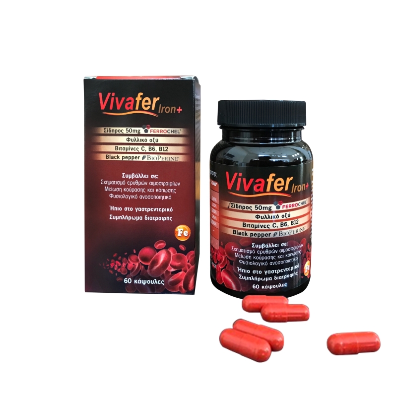 Vivapharm Vivafer Iron+ 60 Κάψουλες 1 Vivapharm Vivafer Iron+ 60 Κάψουλες
