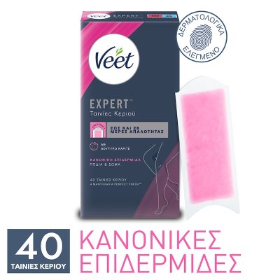 VEET Ταινίες Αποτρίχωσης για Σώμα και Πόδια Expert Κρύο Κερί Για Κανονικές Επιδερμίδες 40 Τεμάχια