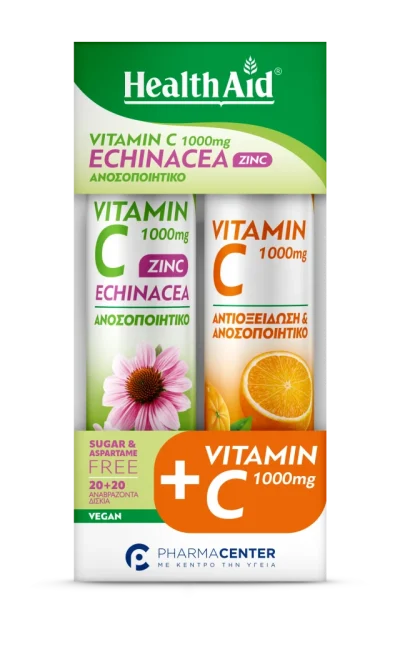 Health Aid Promo Vitamin C 1000mg Echinacea & Zinc 20 Αναβράζοντα Δισκία με ΔΩΡΟ Vitamin C 1000mg 20 Αναβράζοντα Δισκία