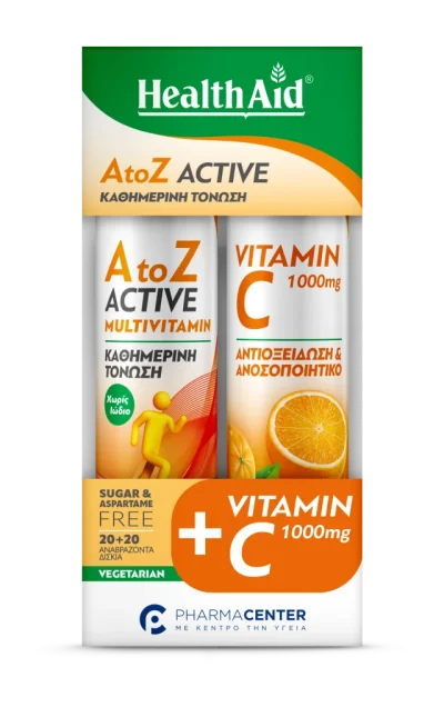 Health Aid Promo A to Z Active Multivitamin 20 Αναβράζοντα Δισκία με ΔΩΡΟ Vitamin C 1000mg 20 Αναβράζοντα Δισκία
