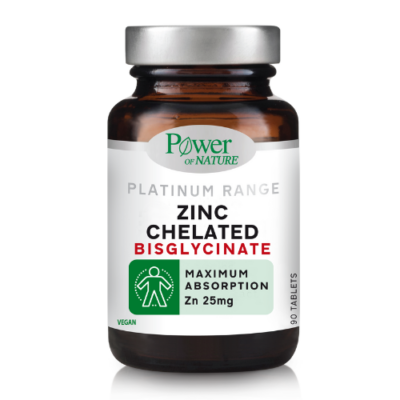 Power οf Nature Platinum Zinc Chelated Bisglycinate 25mg 90 Ταμπλέτες