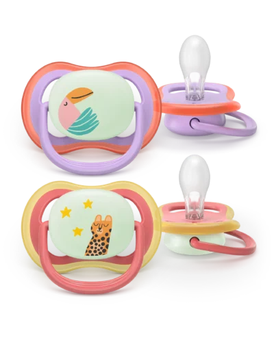 Avent Ultra Air Night Πιπίλα Σιλικόνης (18+ Μηνών) Ροζ 2 Τεμάχια SCF376/33