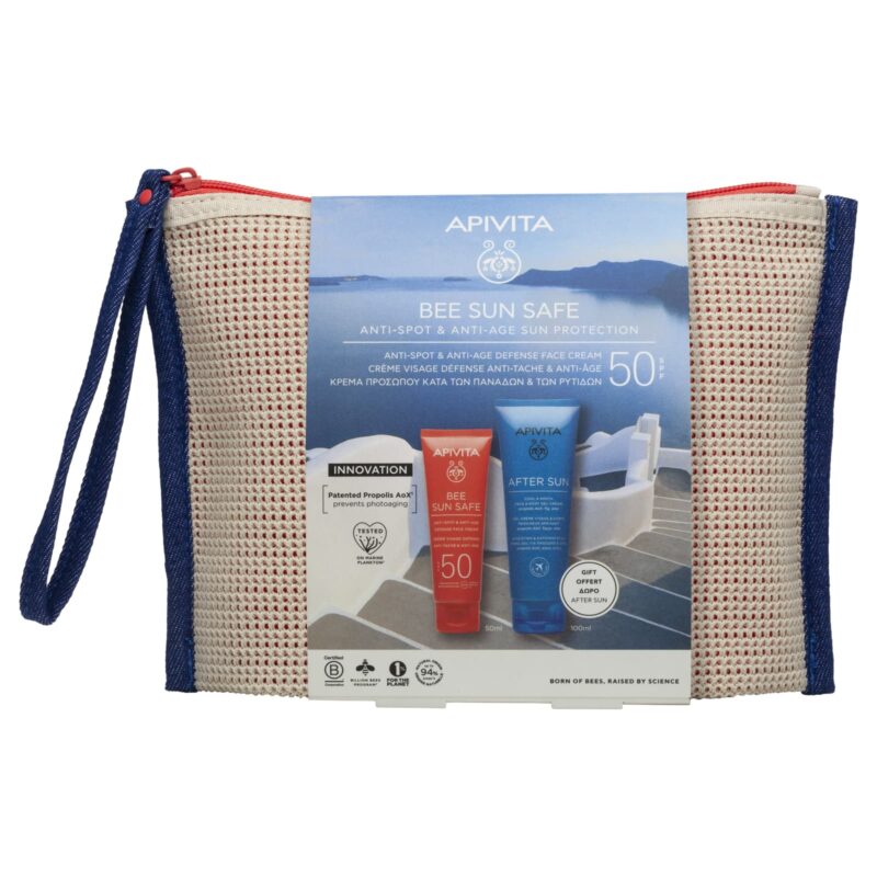 APIVITA Promo Bee Sun Safe Κρέμα Προσώπου Κατά των Πανάδων & των Ρυτίδων SPF50 50ml με ΔΩΡΟ After Sun Δροσιστική & Καταπραϋντική Κρέμα-Gel για Πρόσωπο & Σώμα 100ml