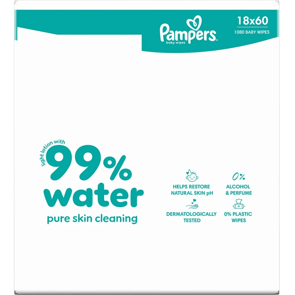 Pampers Μωρομάντηλα 99% Water 1080 Τεμάχια (18x60) 2 Pampers Μωρομάντηλα 99% Water 1080 Τεμάχια (18x60) - Image 2